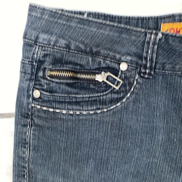 Y2K Out Jeans Over the knee Short Capri Short Jean - Picture 3 of 9